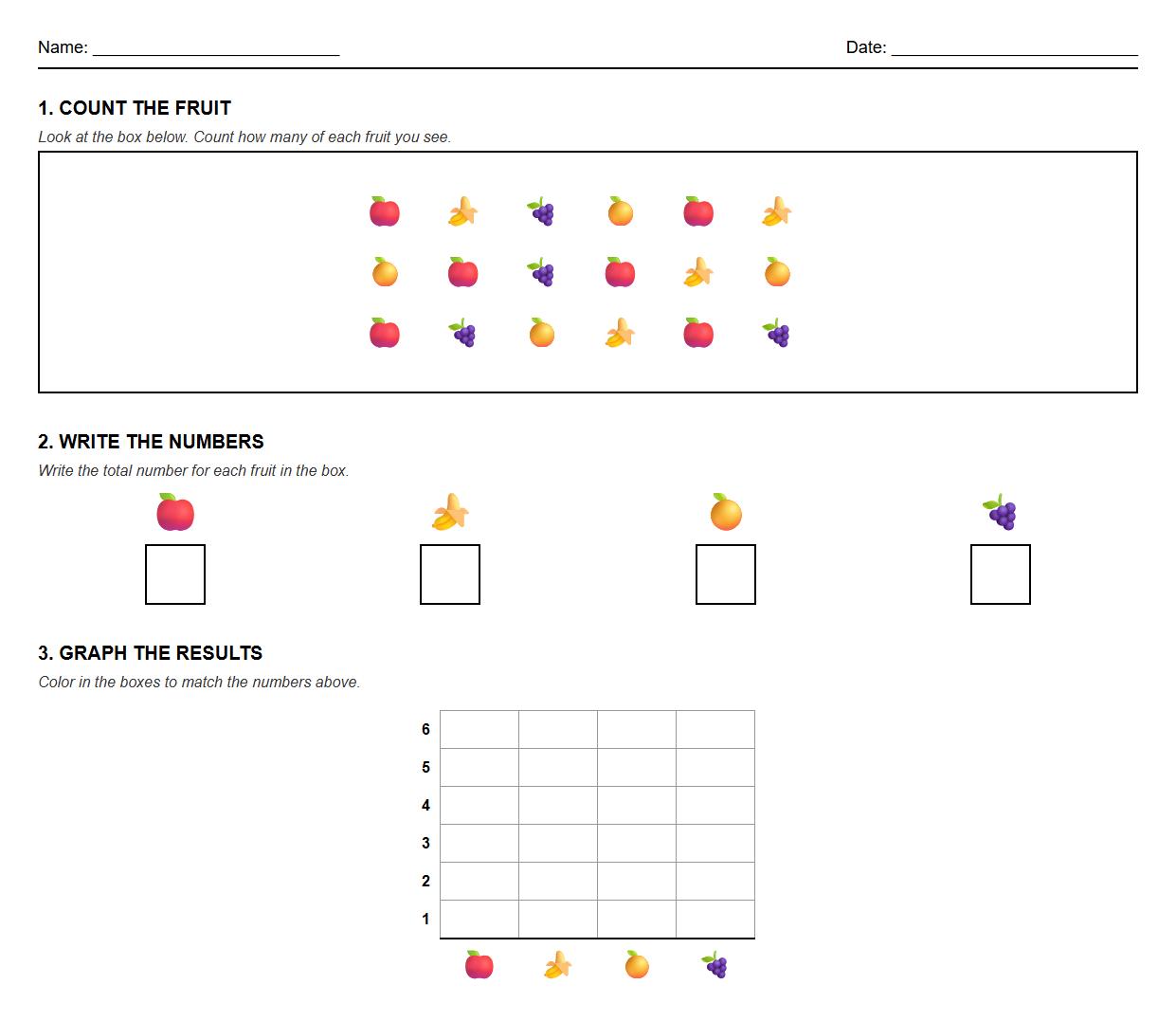 Counting and graphing results from a simple survey