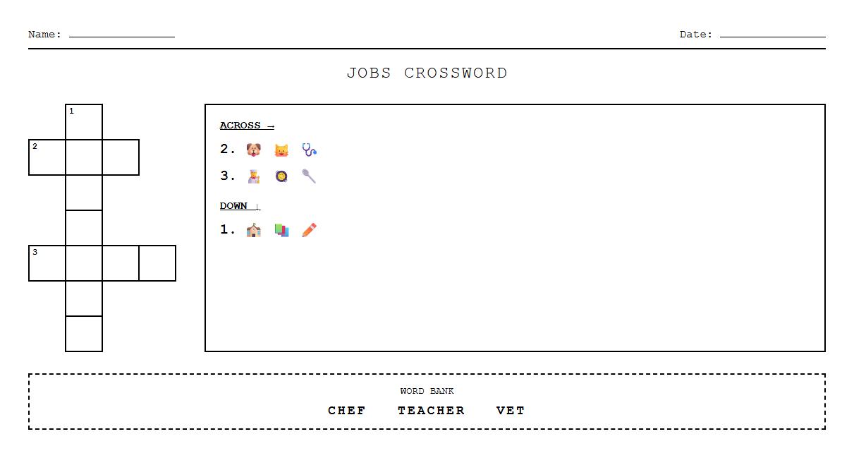 Crossword Puzzle with Job Titles