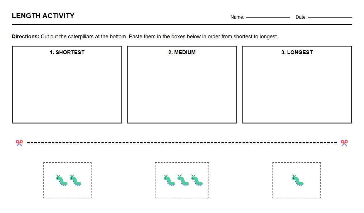 Cut and Paste Length Differentiation Task Sheet