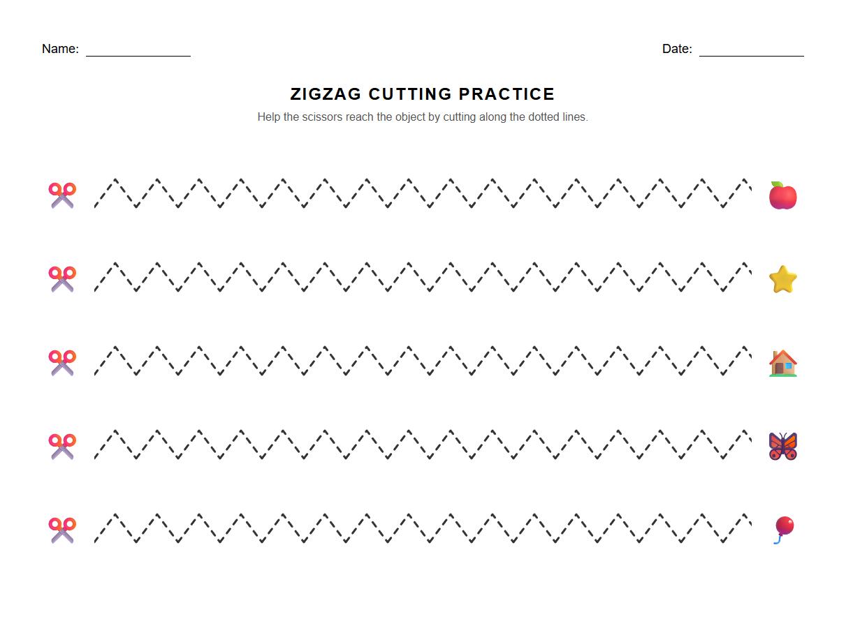 Cutting Skills Practice with Zigzag Lines