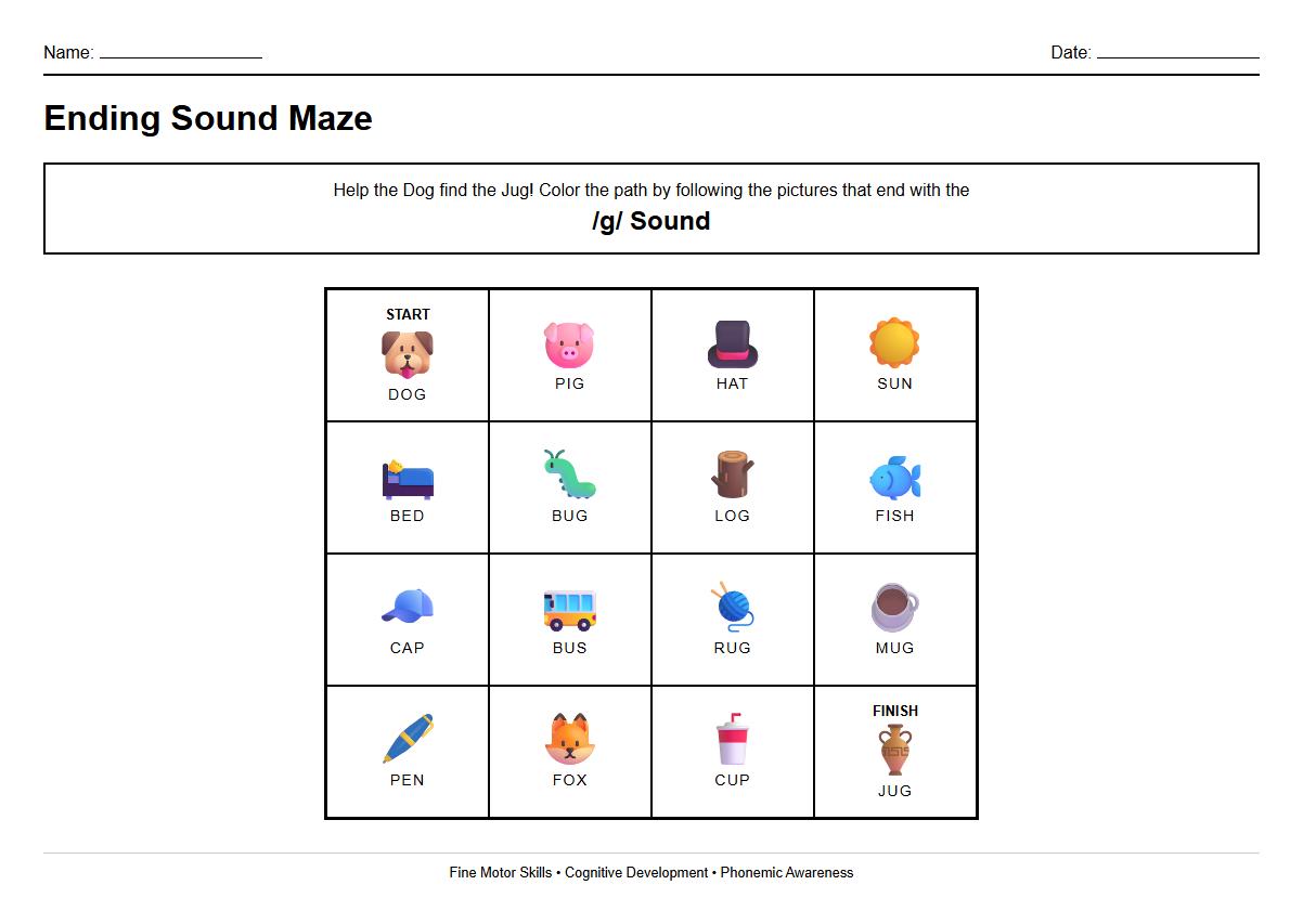 CVC Word Ending Sound Maze for Sound Isolation