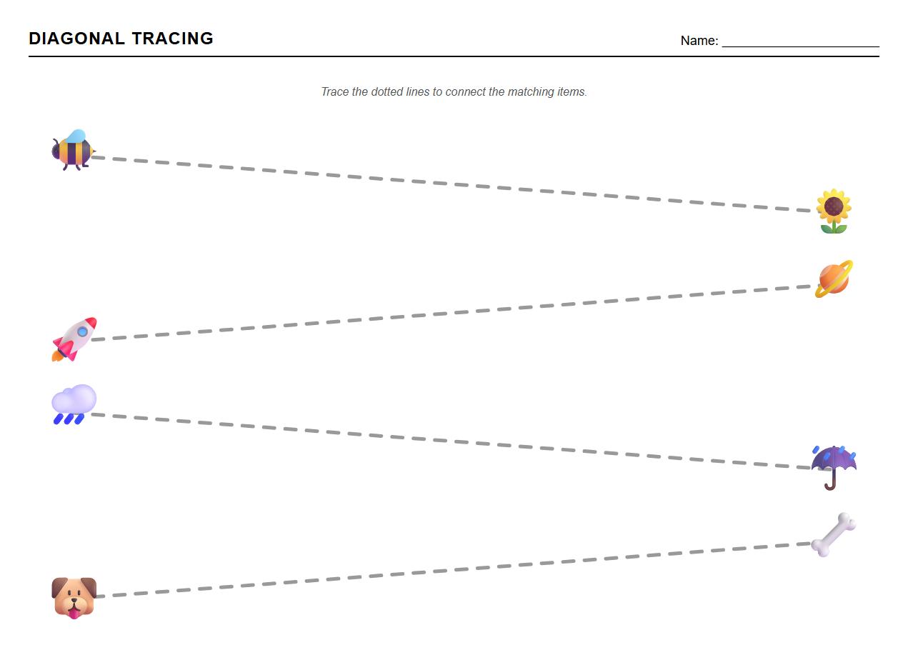 Directionality Skills Diagonal Line Tracing Worksheet
