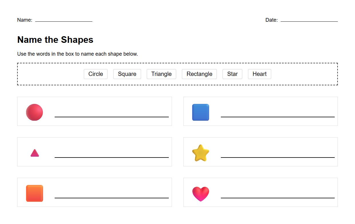 Fill in the Blanks Worksheet for Geometric Figure Names