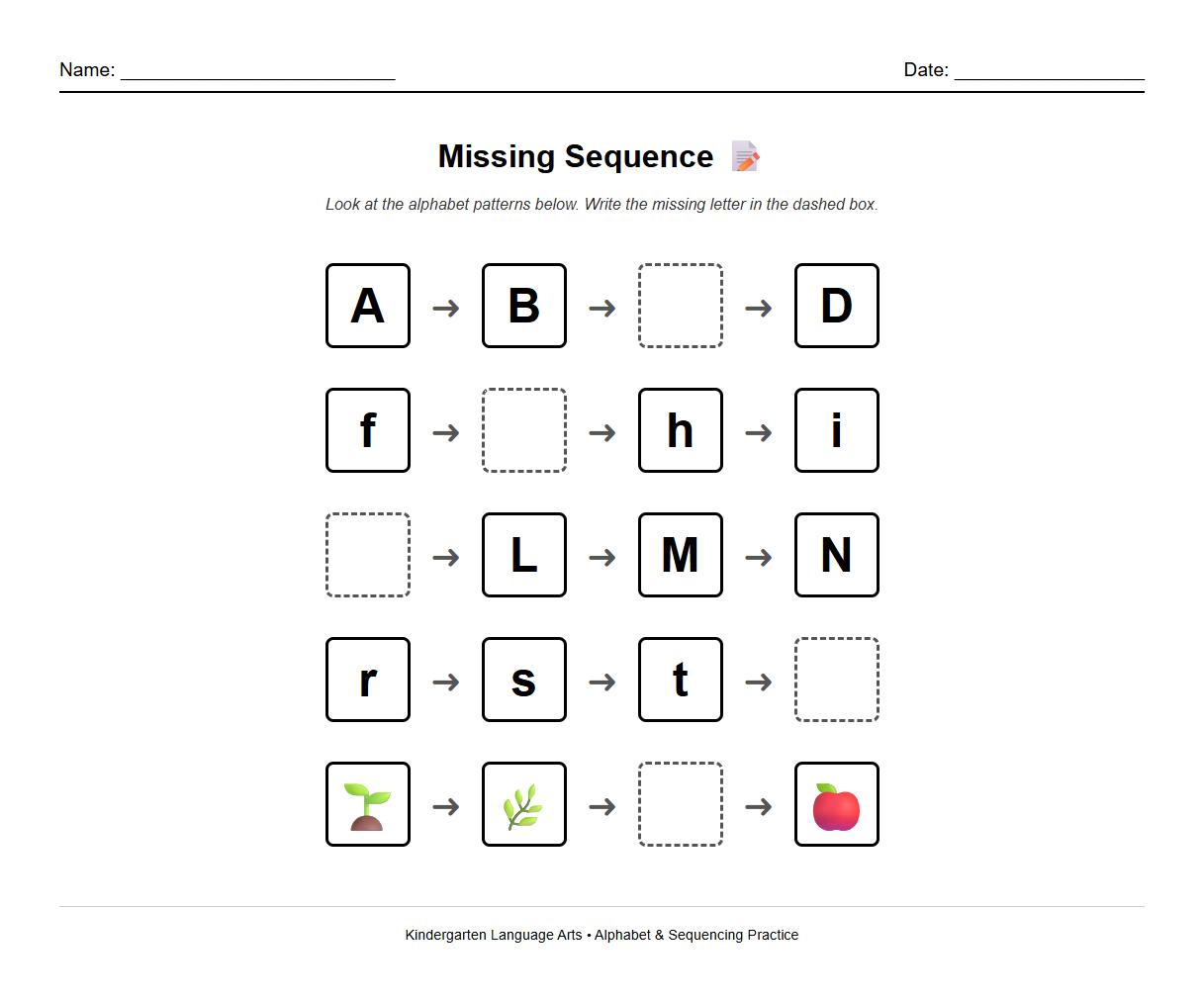 Fill in the Missing Sequence Worksheet