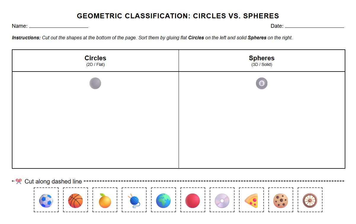 Geometric Classification Exercise: Circle versus Sphere Sorting
