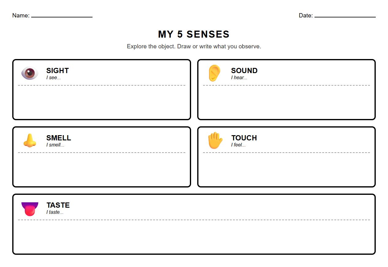 Graphic Organizer for Classifying Sensory Details