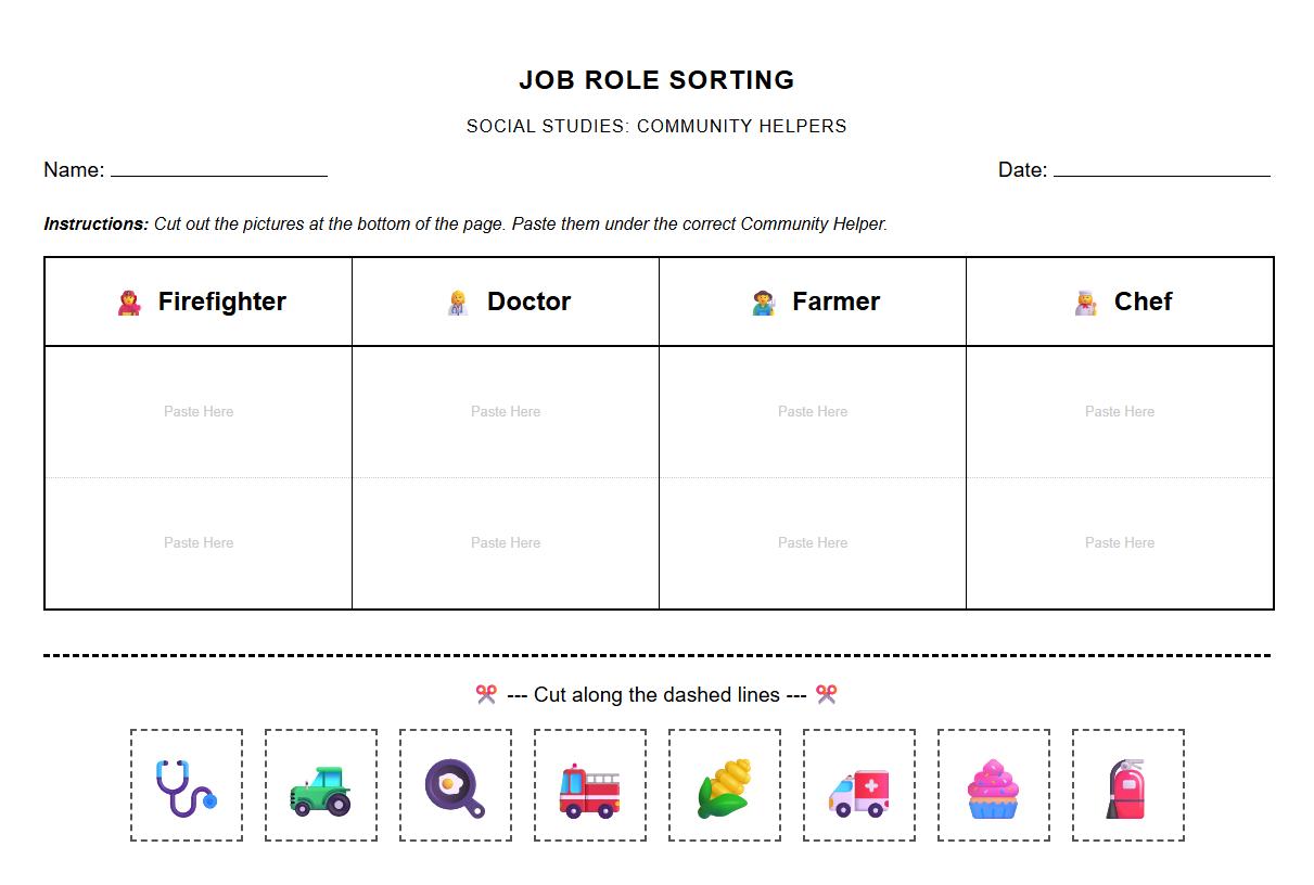 Job Role Picture Sorting for Early Learners