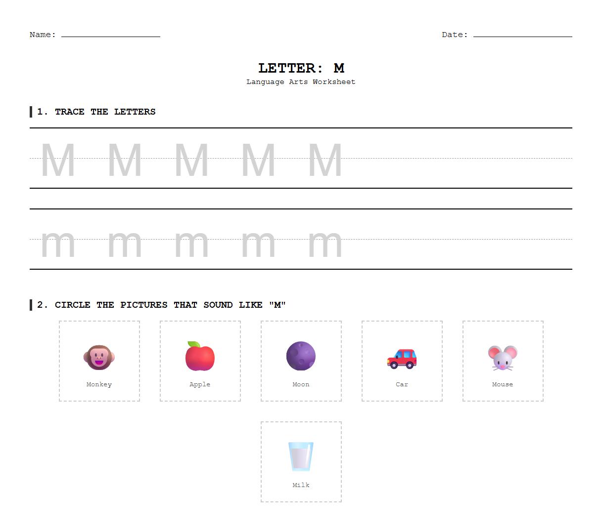Letter Shape Tracing with Phoneme Matching Task