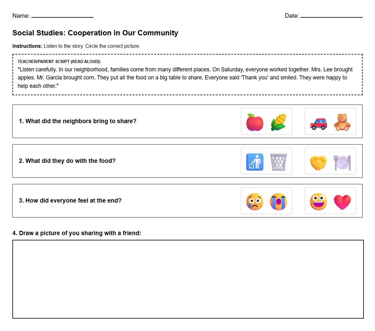 Listening for Detail Worksheet on Cooperation in Multicultural Communities