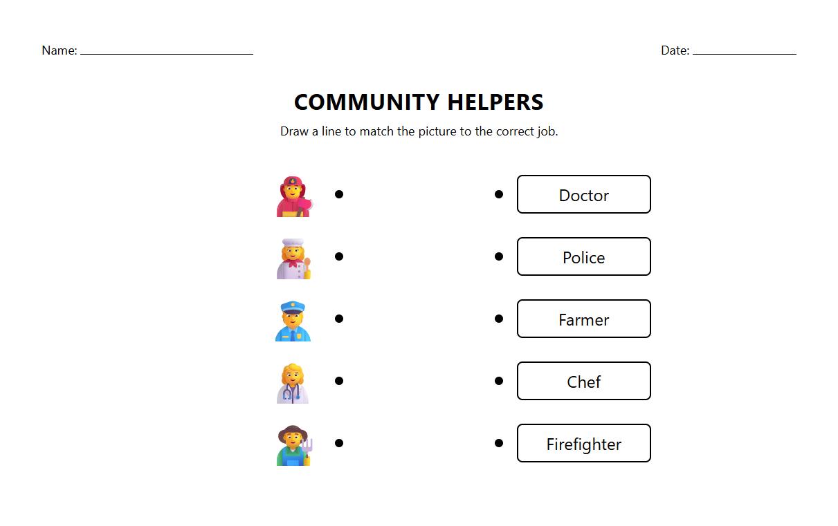 Occupation Picture and Label Association Worksheet