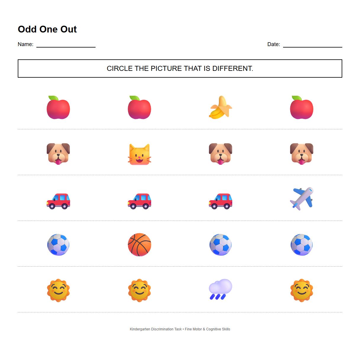 Odd One Out Picture Discrimination Task