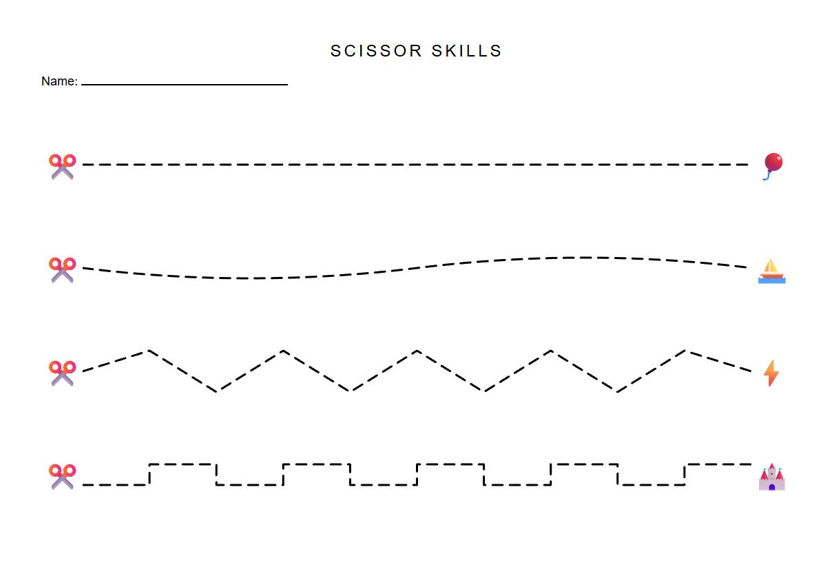 Patterned Line Scissor Cutting Worksheet