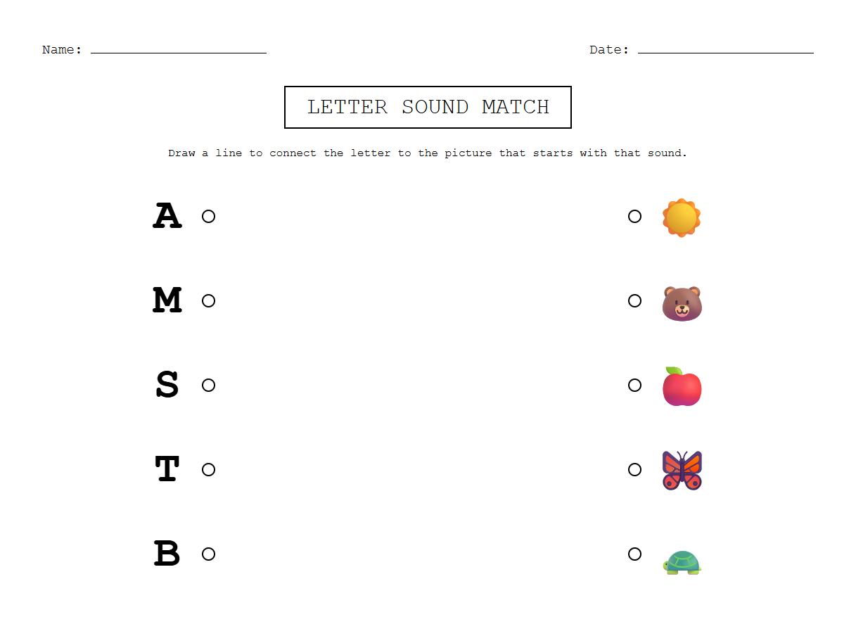 Phonics Letter Sound Matching Worksheet