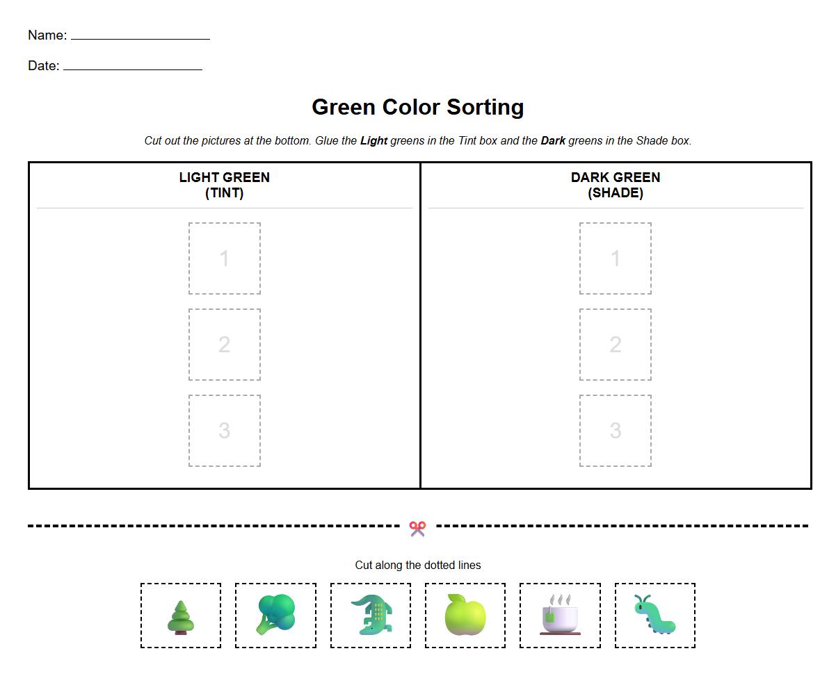 Shade and tint sorting for early color theory