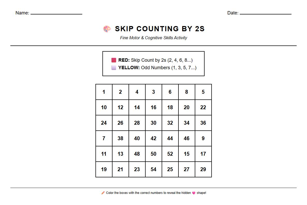 Skip Counting Color by Number Worksheet