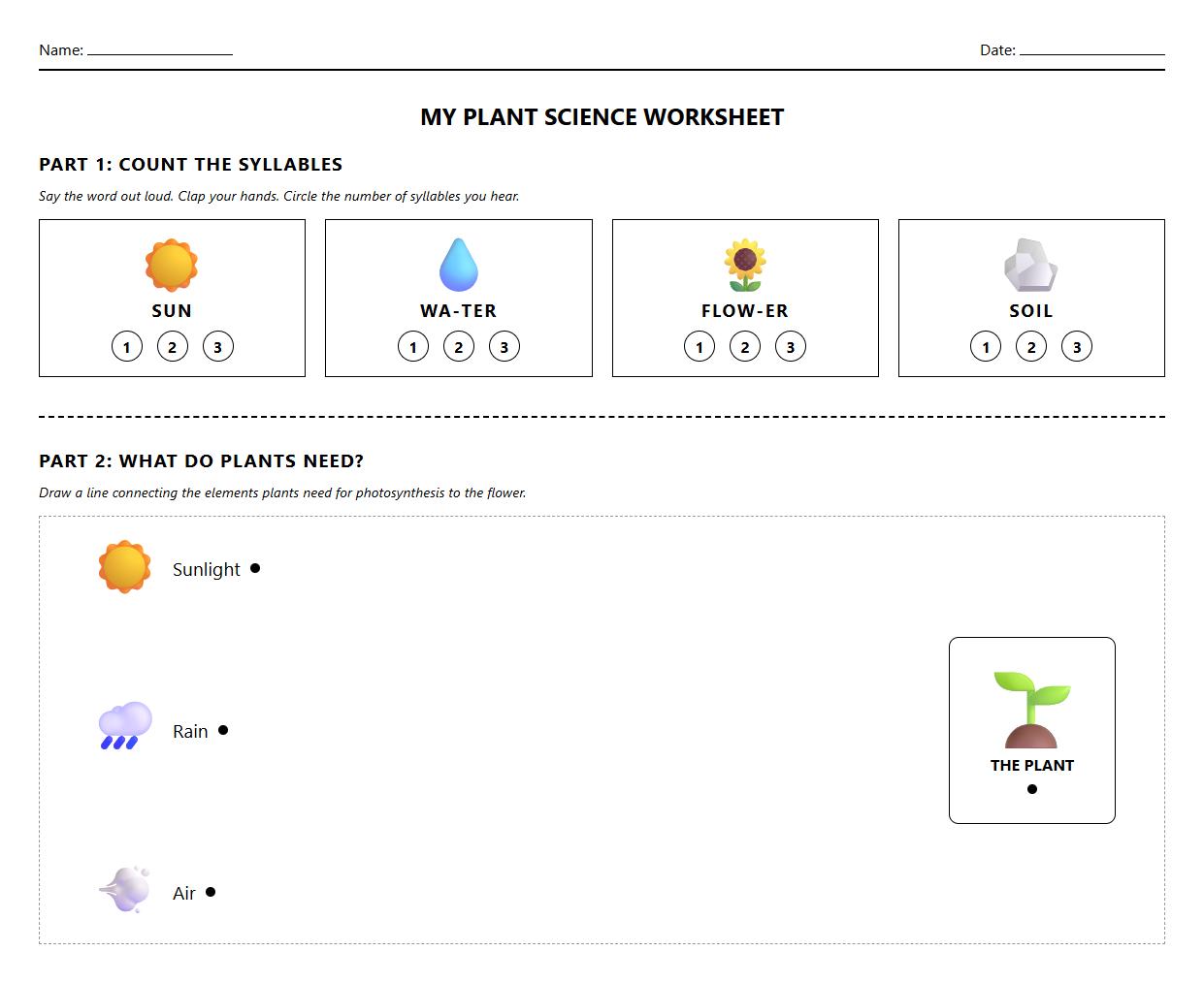 Syllable Count and Photosynthesis Element Link Activity
