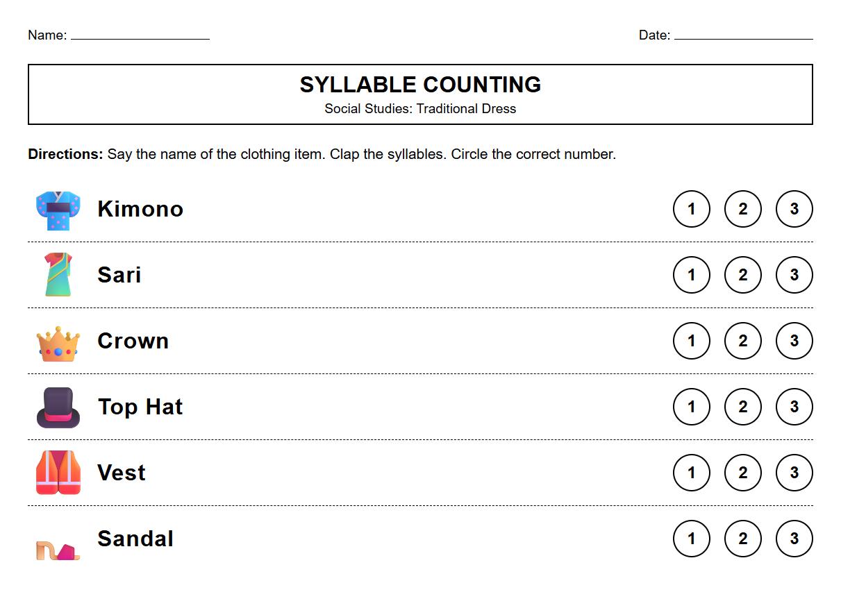 Syllable Counting with Traditional Dress Symbols Matching