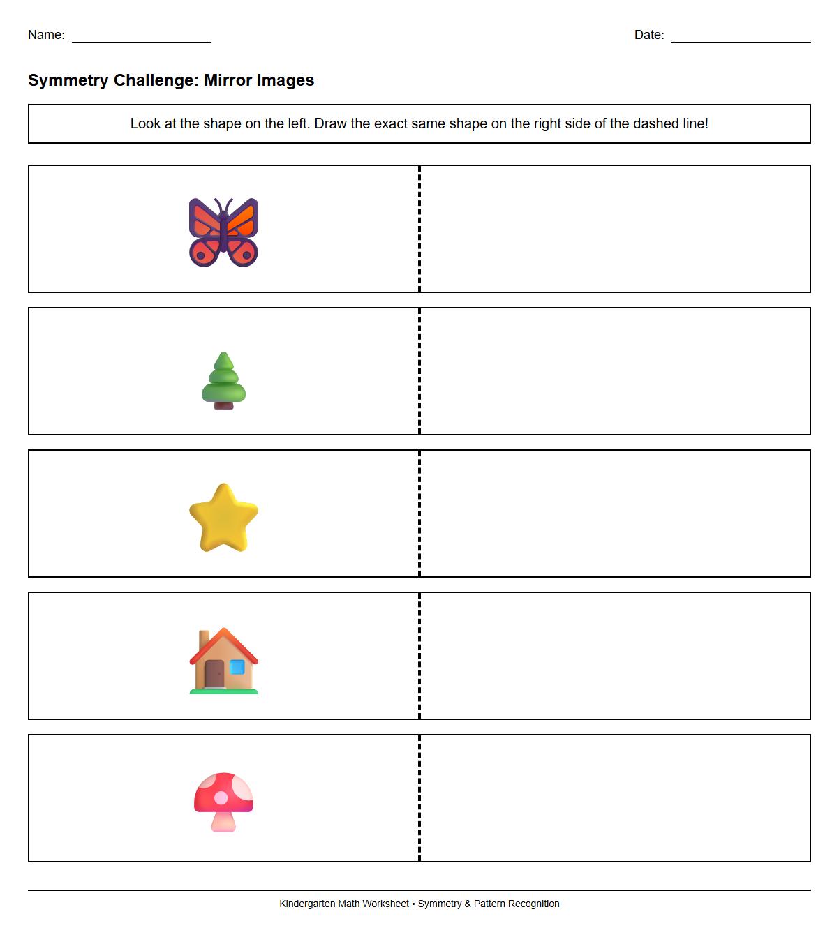Symmetry and Mirror Image Shape Challenge worksheet