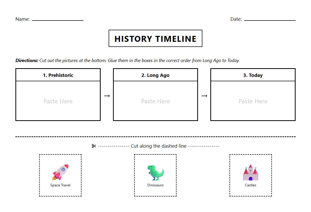 Timeline Sequencing Worksheet with Historical Events