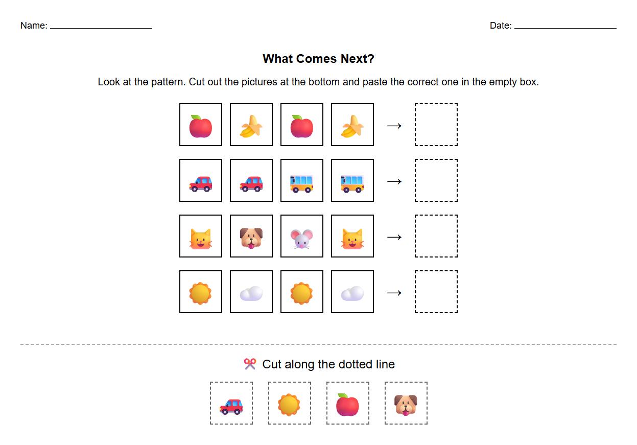 Visual Discrimination Sequencing Worksheet