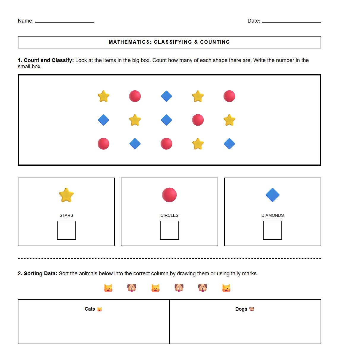 Blends Classifying Worksheet