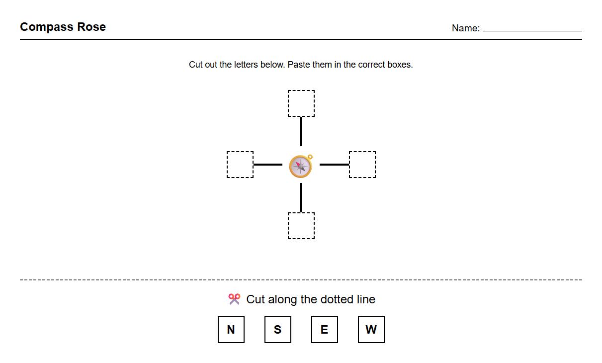 Compass Rose Directional Language Worksheet