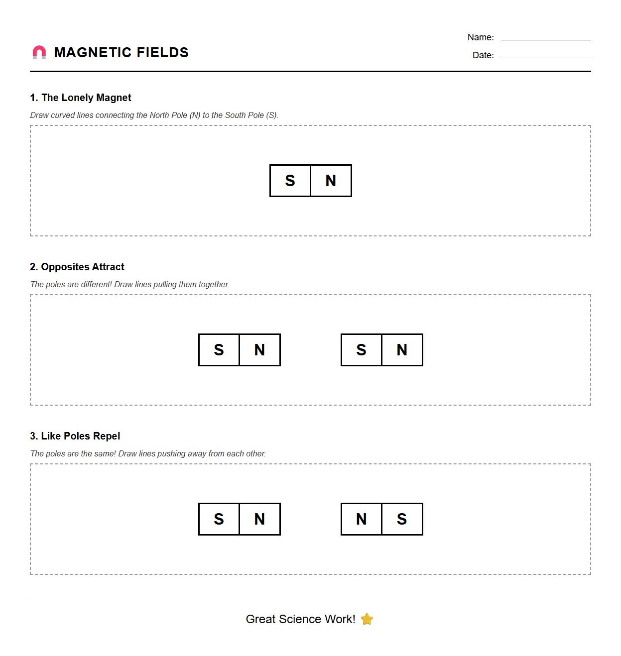 Drawing Magnetic Field Lines Worksheet