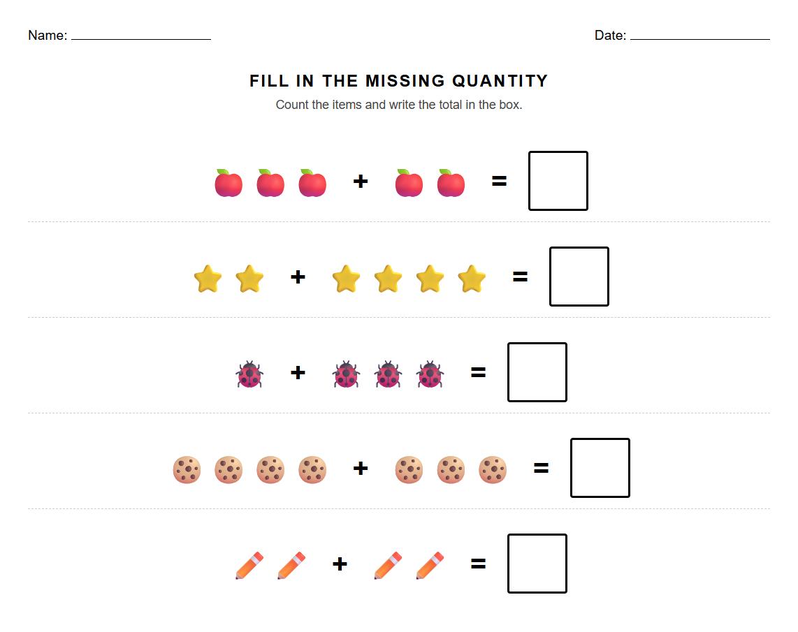 Fill in the Missing Quantity using Picture Clues