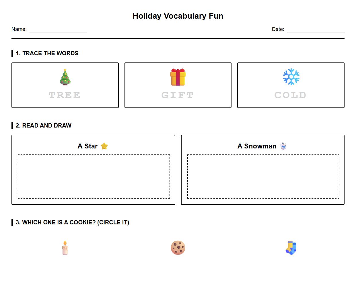Holiday Vocabulary Development Prompts