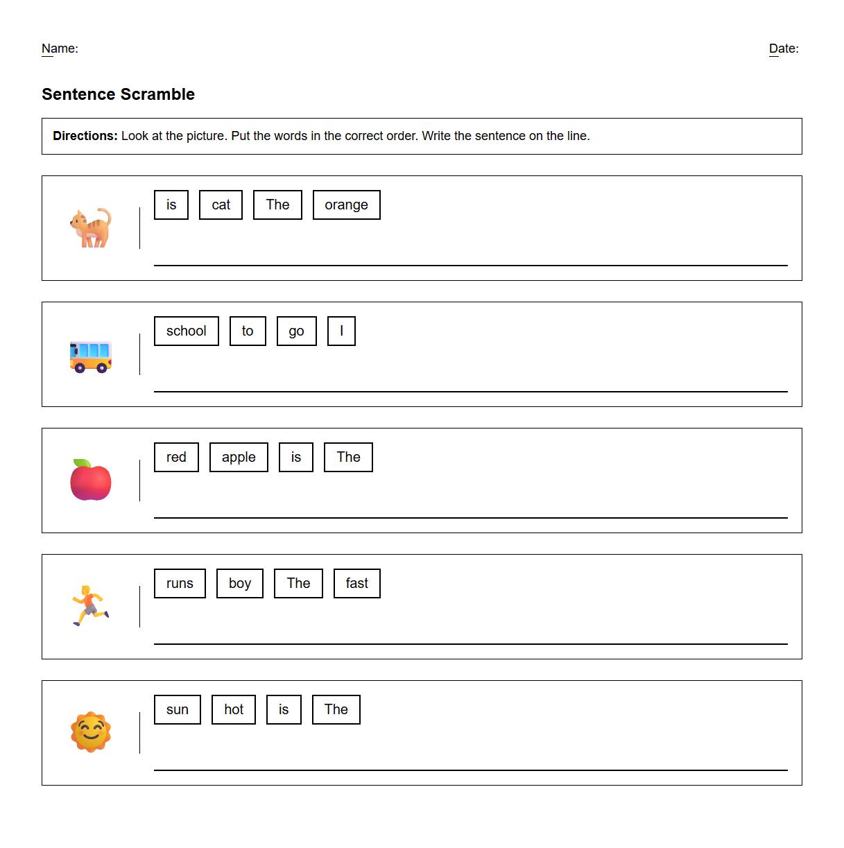 Image-Based Sentence Ordering Task for Syntax Practice