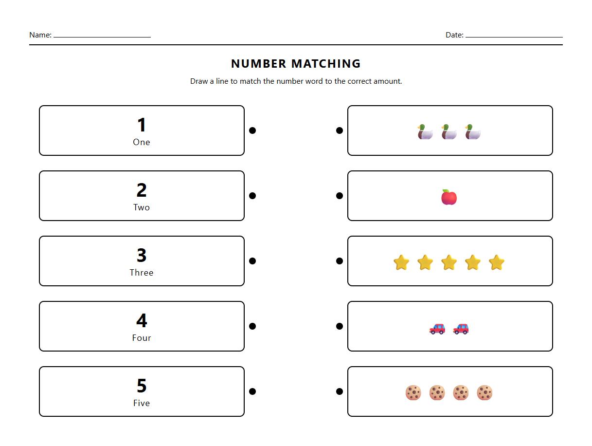 Number Phonics Symbol Matching Worksheet