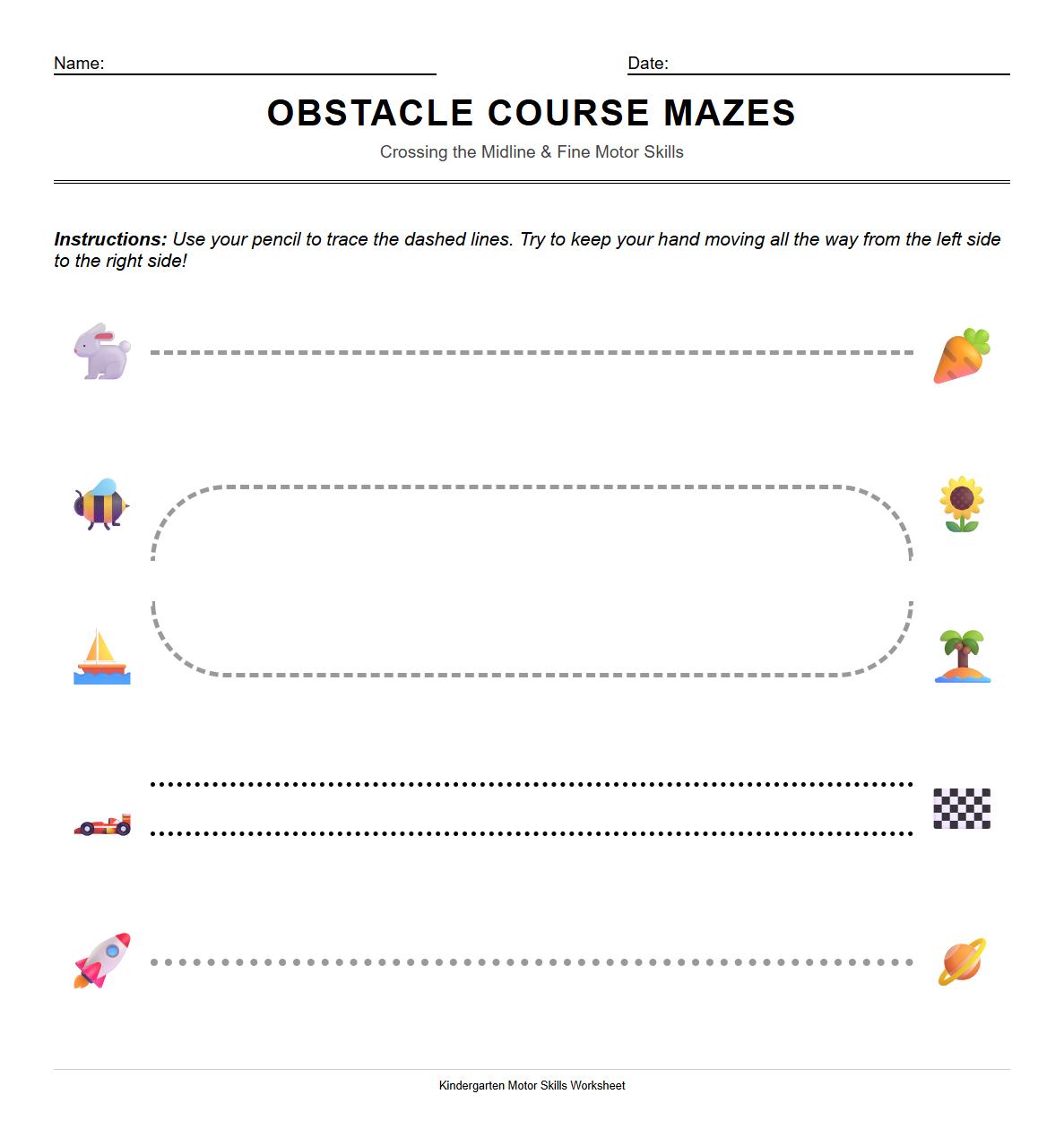 Obstacle Course Mazes to Reinforce Crossing the Midline Techniques