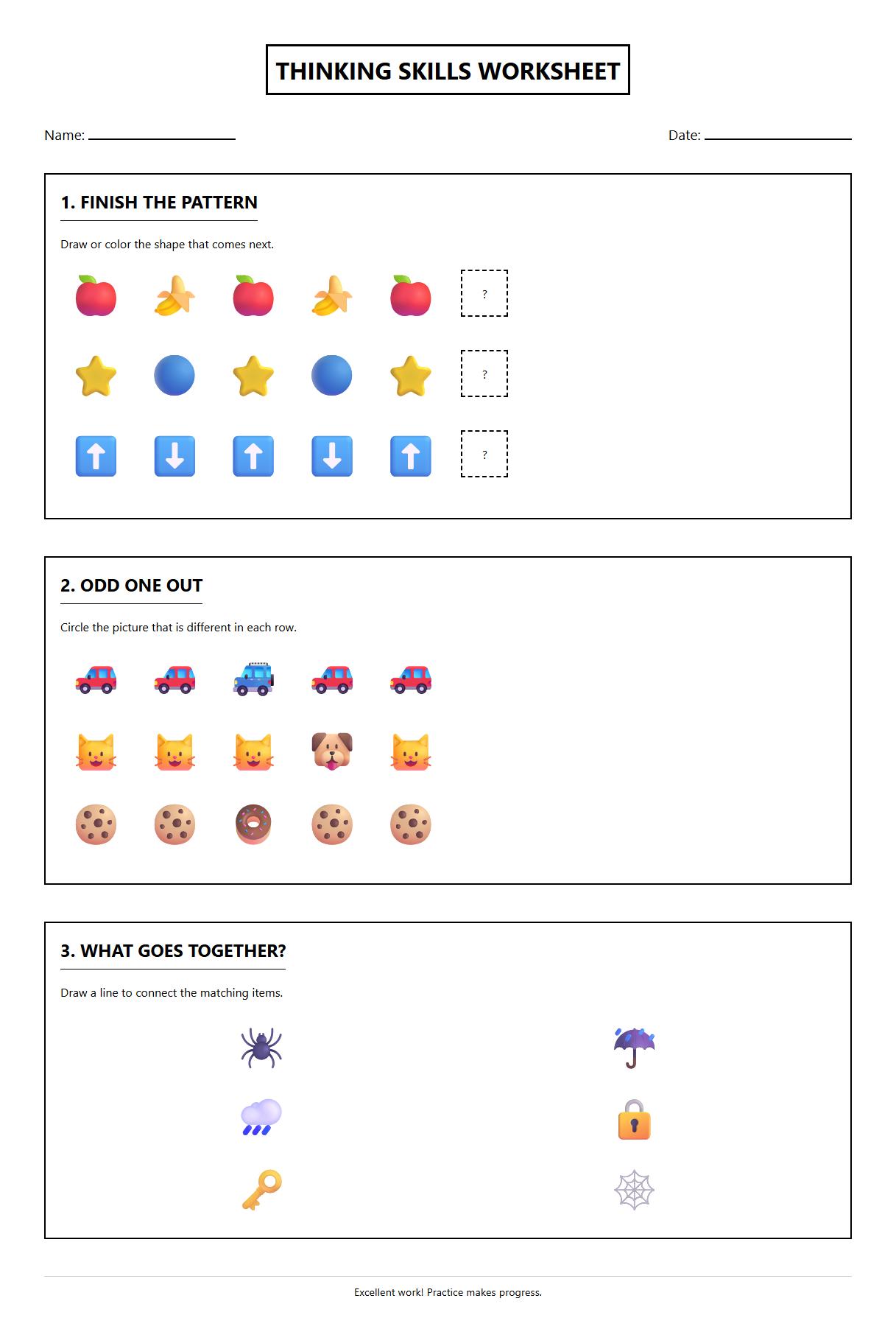 Pattern Recognition Spot the Difference Worksheet for Cognitive Development