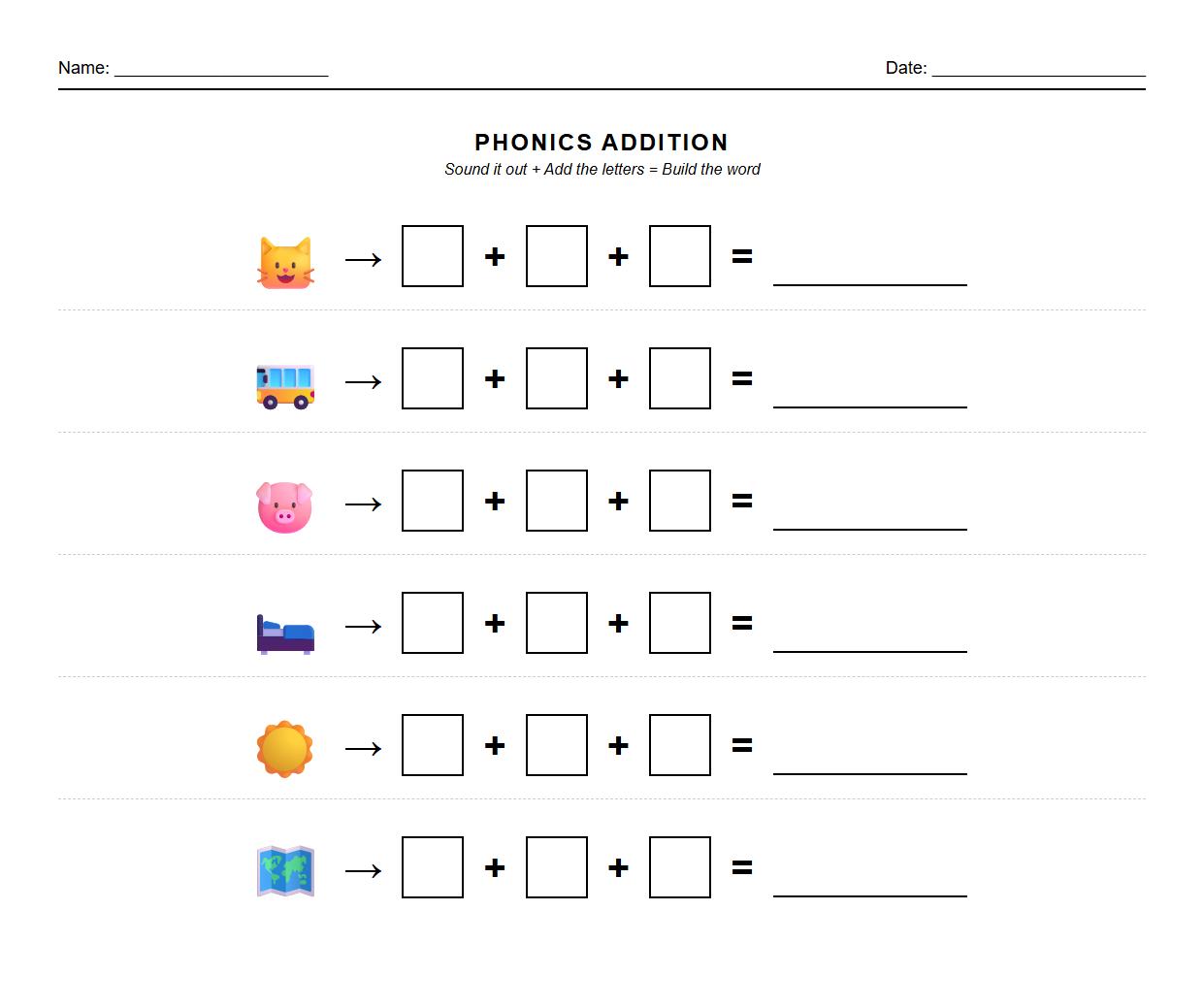 Phonics CVC word building and segmenting activity