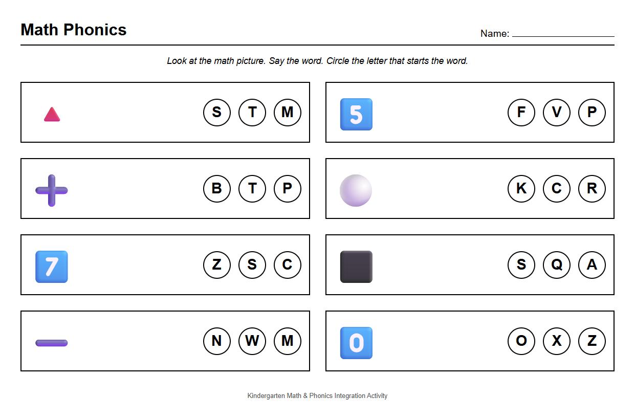 Phonics initial sounds recognition with picture matching