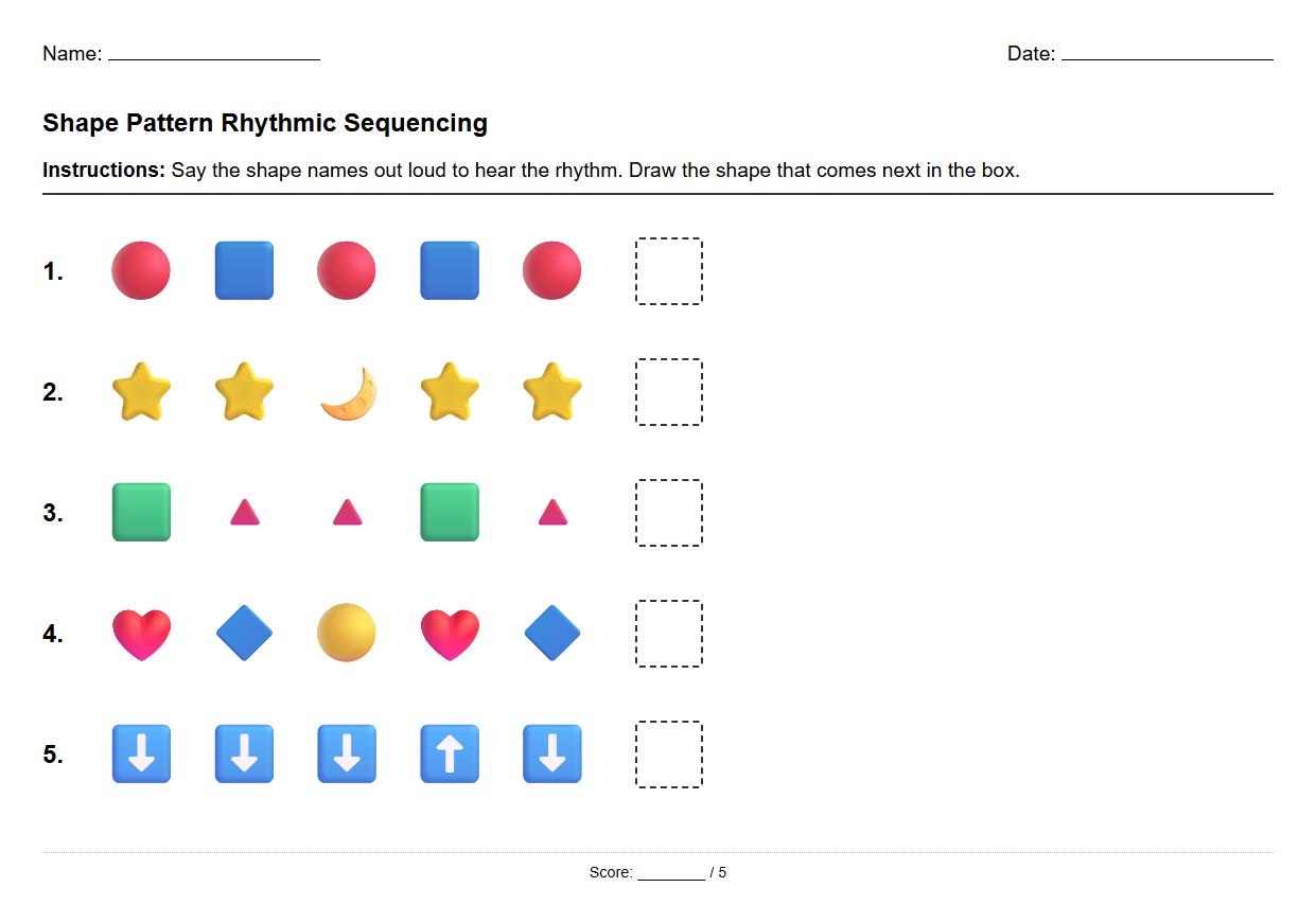 Shape Pattern Rhythmic Sequencing Worksheet