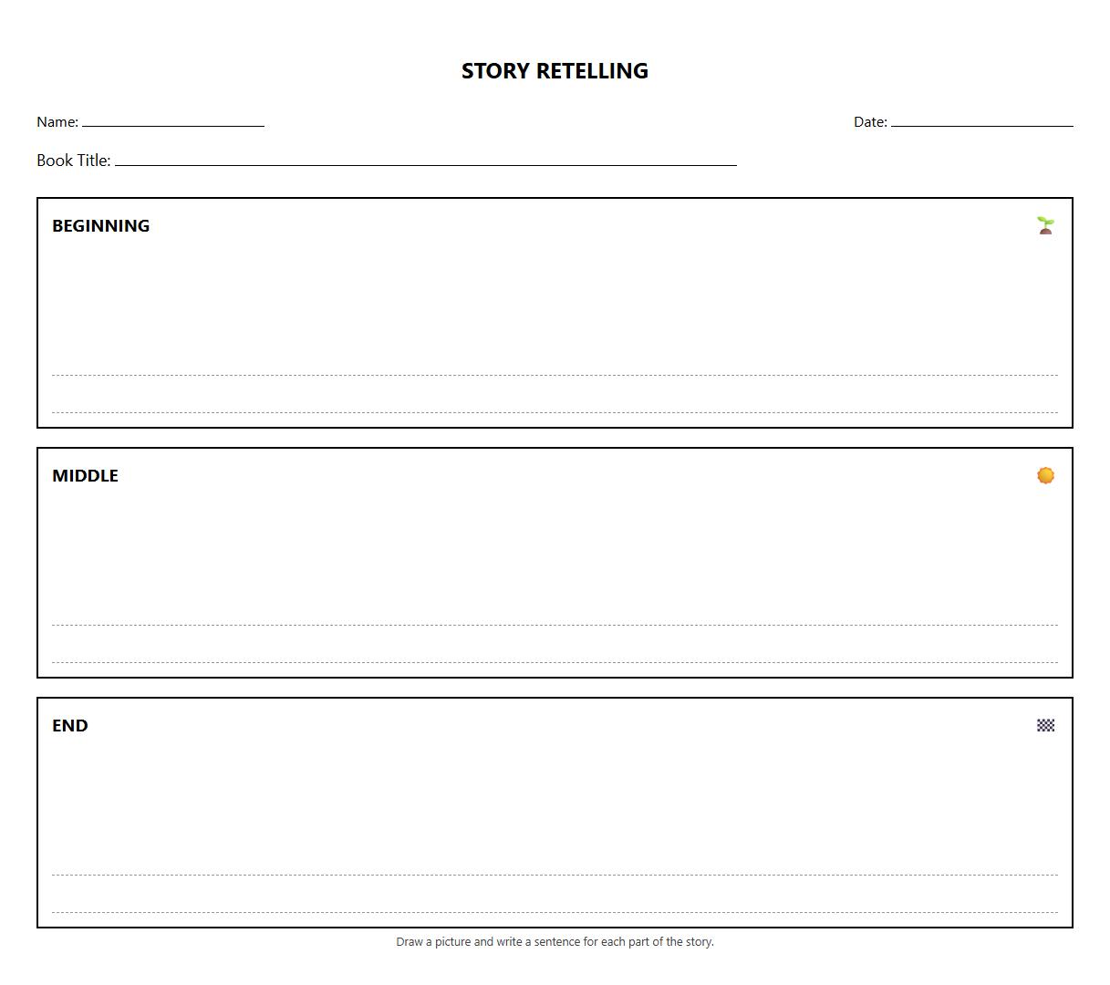Story Retelling Graphic Organizer Worksheet
