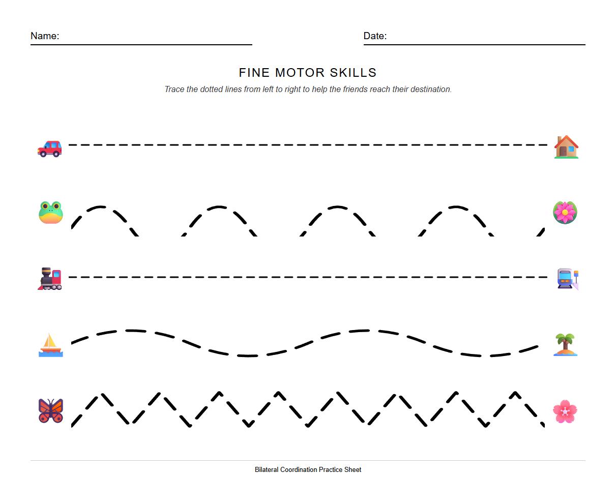 Straight and Curved Line Tracing for Bilateral Coordination