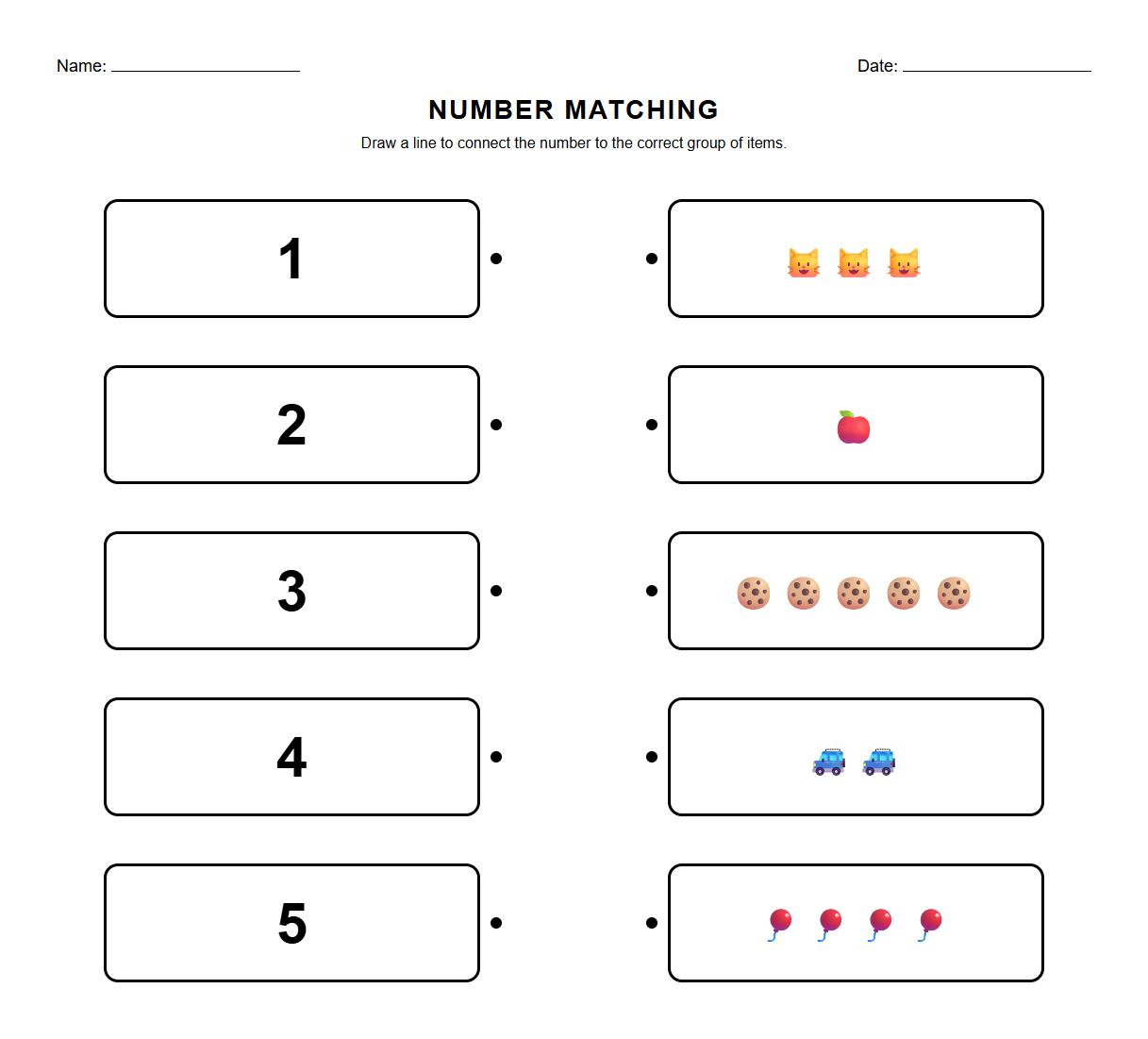 Visual Discrimination Matching Worksheet for Number Identification
