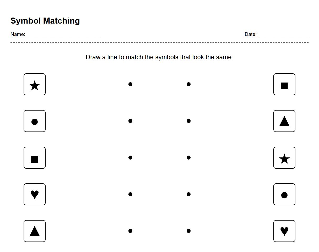 Visual Discrimination Matching Worksheet for Symbol Comparison