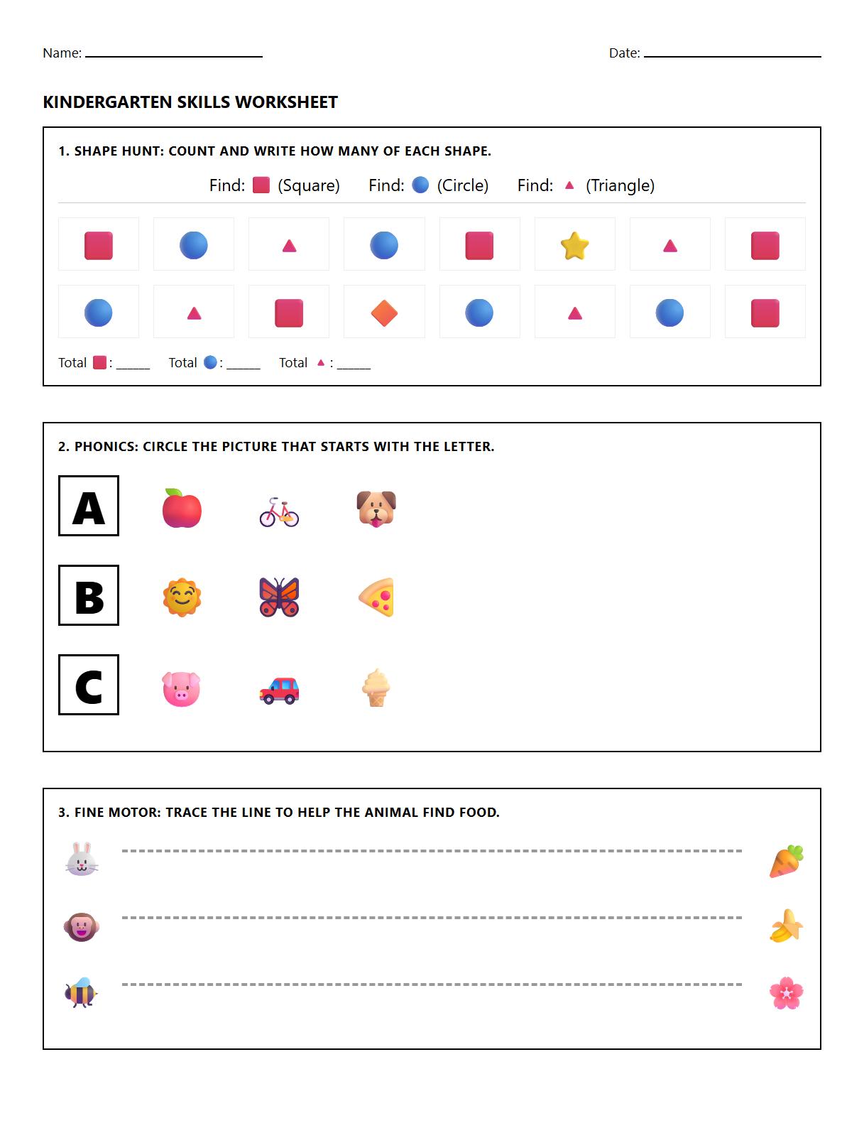 Visual Discrimination of Shapes and Colors with Letter-Sound Recognition
