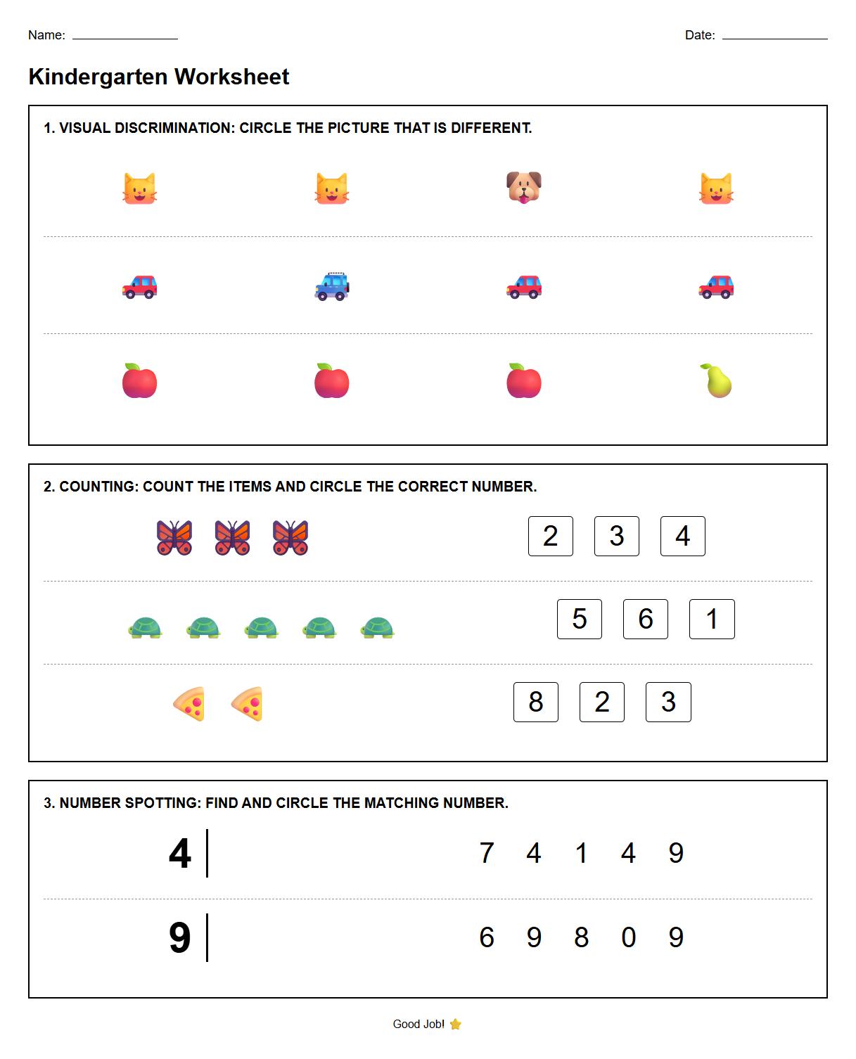 Visual Discrimination Spot the Difference with Number Concepts