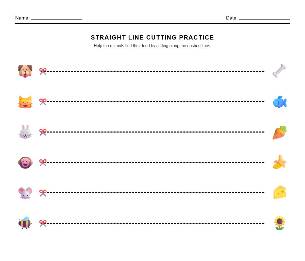 Visual Discrimination Straight Line Cutting Worksheet