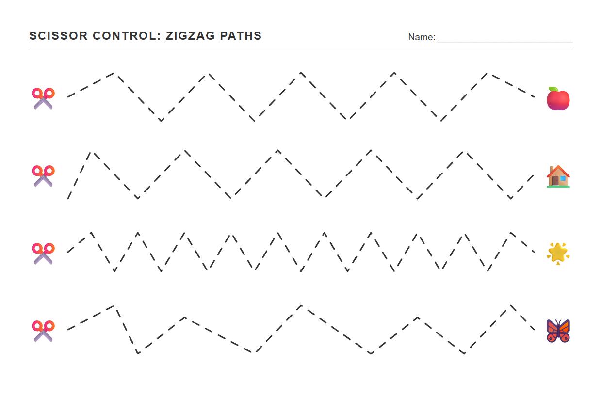 Zigzag Path Scissor Control Worksheet