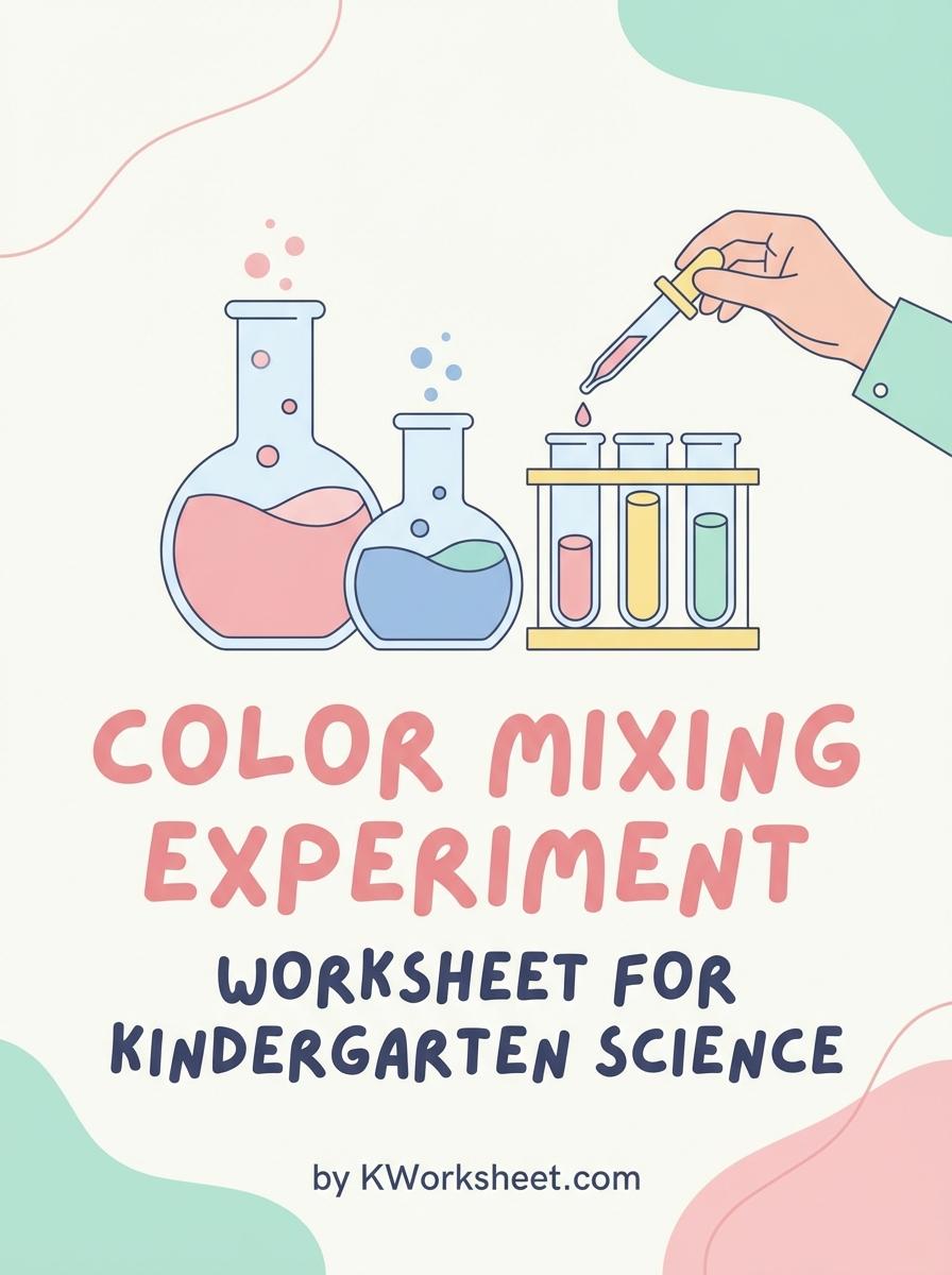 Color Mixing Experiment Worksheet for Kindergarten Science