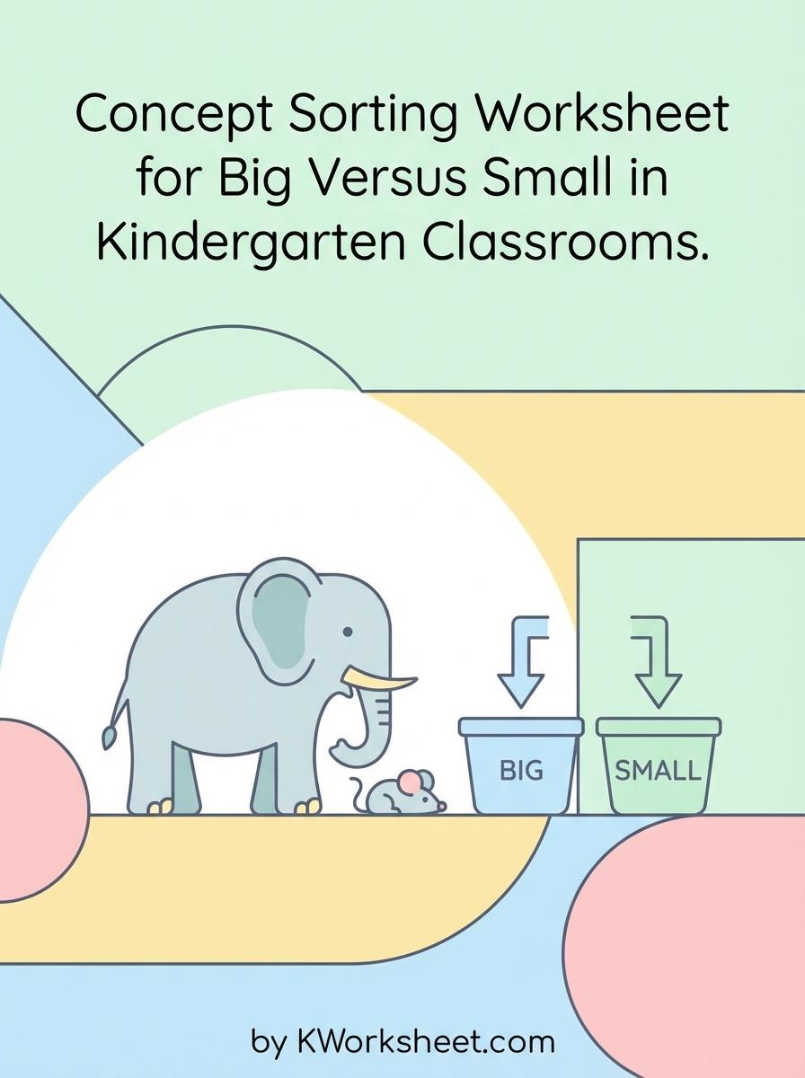 Concept Sorting Worksheet for Big Versus Small in Kindergarten Classrooms