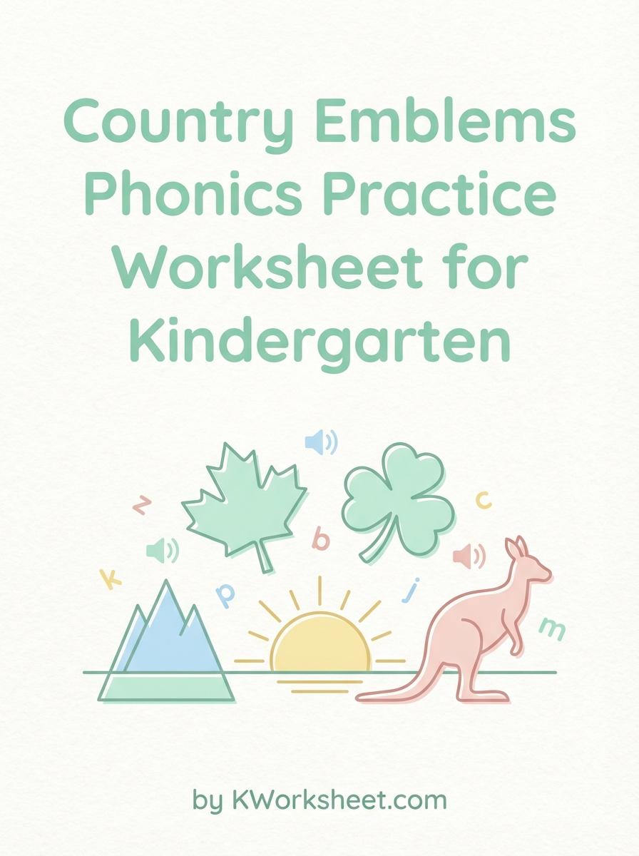 Country Emblems Phonics Practice Worksheet for Kindergarten