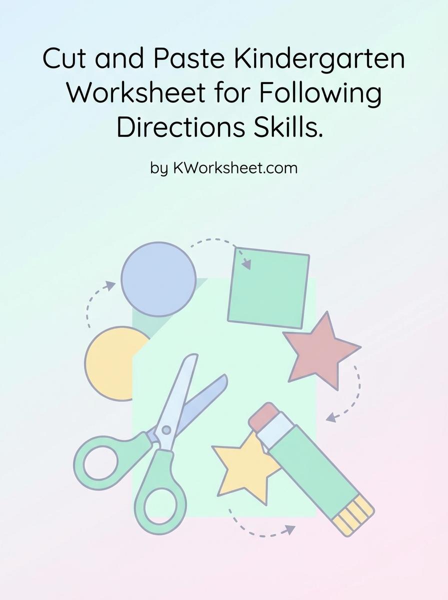 Cut and Paste Kindergarten Worksheet for Following Directions Skills