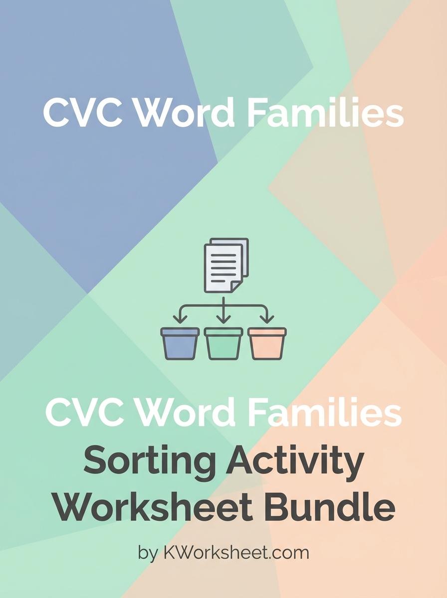 CVC Word Families Sorting Activity Worksheet Bundle