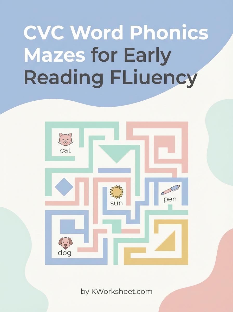 CVC Word Phonics Mazes for Early Reading Fluency